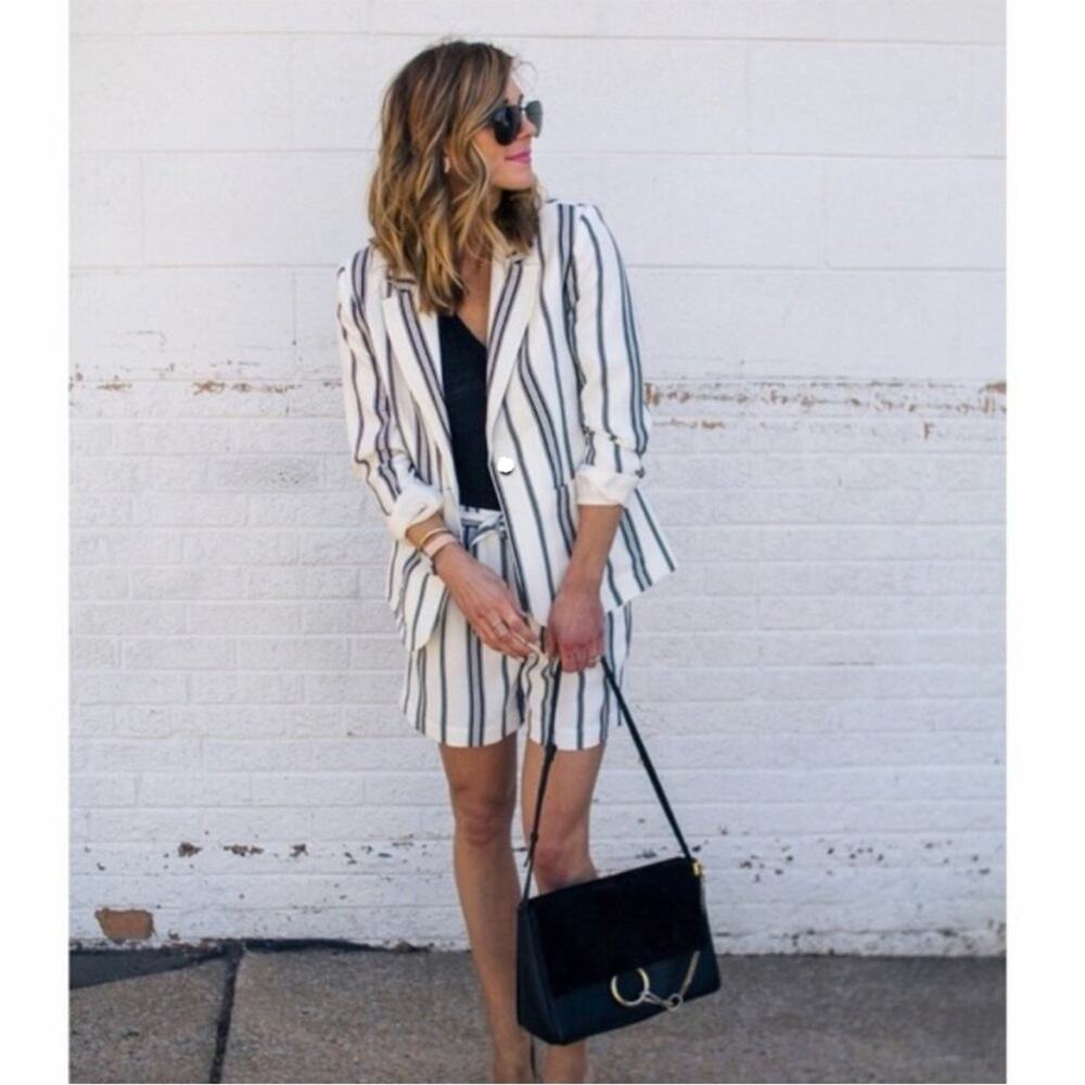 Sanctuary Crafted & Tailored white black striped blazer jacket NEW SMALL